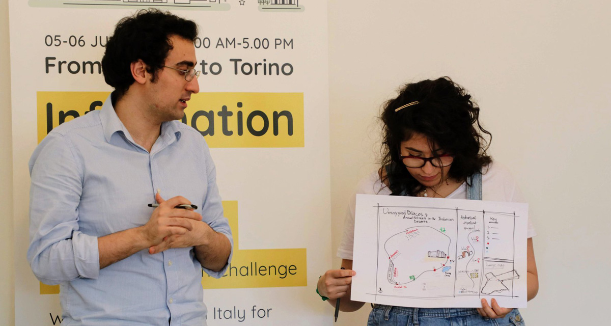 Participant presenting sketch — design critique